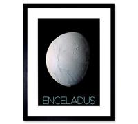 Wall Art Print NASA Our Solar System Enceladus Saturn's Moon Ice Oceans Artwork Framed 9X7 Inch Artery8 Black W7 inch x H9 inch