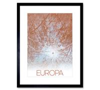 Wall Art Print NASA Our Solar System Europa Jupiter's Moon Pwyll Crater Artwork Framed 9X7 Inch Artery8 Black W7 inch x H9 inch
