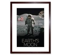 Wall Art Print NASA Our Solar System Moon Surface Apollo 17 Astronaut Artwork Framed 9X7 Inch Artery8 Brown W7 inch x H9 inch