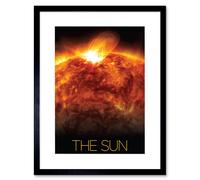 Wall Art Print NASA Our Solar System The Sun Solar Flare Observatory Image Artwork Framed 9X7 Inch Artery8 Black W7 inch x H9 inch