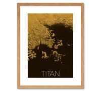 Wall Art Print NASA Our Solar System Titan Saturn's Moon Ligeia Mare Lake Artwork Framed 9X7 Inch Artery8 Beige W7 inch x H9 inch