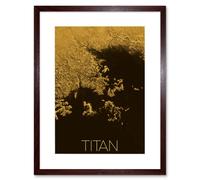 Wall Art Print NASA Our Solar System Titan Saturn's Moon Ligeia Mare Lake Artwork Framed 9X7 Inch Artery8 Brown W7 inch x H9 inch