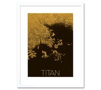 Wall Art Print NASA Our Solar System Titan Saturn's Moon Ligeia Mare Lake Artwork Framed 9X7 Inch Artery8 White W7 inch x H9 inch