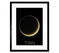 Wall Art Print NASA Our Solar System Titan Saturn's Moon Night Side Artwork Framed 9X7 Inch Artery8 Black W7 inch x H9 inch