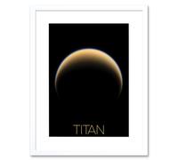 Wall Art Print NASA Our Solar System Titan Saturn's Moon North Pole Artwork Framed 9X7 Inch Artery8 White W7 inch x H9 inch