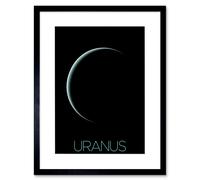 Wall Art Print NASA Our Solar System Uranus Planet Shadow Voyager 2 Artwork Framed 9X7 Inch Artery8 Black W7 inch x H9 inch