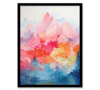 Wee Blue Coo Natural Geometry Multicoloured Mountains Artwork Framed Wall Art Print A4