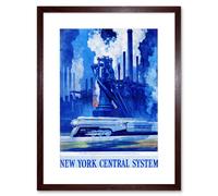 Wall Art Print New York Central System Train Industrial Artwork Framed 9X7 Inch Artery8 Brown W7 inch x H9 inch