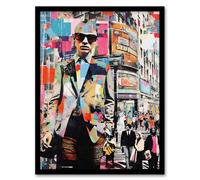 Wall Art Print New York Fashion Advert Collage Artwork Busy Metropolitan City Street Business Man Vibrant Colourful Bold Pop Art Modern Painting Art F Artery8 Multi W12 inch x H16 inch