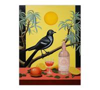 Artery8 Nostalgic Spirits Oil Painting Pink Tequila Sunrise Vintage Advertisement Kitchen Artwork with Mockingbird Extra Large XL Wall Art Poster Print