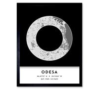 Wall Art Print Odesa Ukraine City Map Modern Typography Stylish Letter Framed Word Wee Blue Coo Black W12 inch x H16 inch