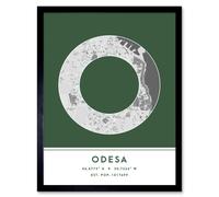 Wall Art Print Odesa Ukraine City Map Modern Typography Stylish Letter Framed Word Wee Blue Coo Green W12 inch x H16 inch