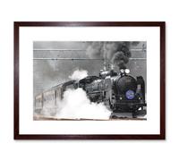 Wall Art Print Old Steam Train Engine Framed Artery8 Brown W7 inch x H9 inch