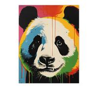 Wall Art Print Panda Bear Fun Acrylic Paint Drip Kids Children Bedroom Vibrant Bold Bright Colourful Painting Poster Artery8 Multi W24 inch x H32 inch