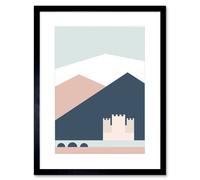 Wall Art Print Pastel Geometric Shapes Eilean Donan Castle Lochalsh Scotland Framed Art Artery8 Black W7 inch x H9 inch