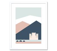 Wall Art Print Pastel Geometric Shapes Eilean Donan Castle Lochalsh Scotland Framed Art Artery8 White W7 inch x H9 inch