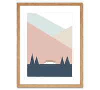 Wall Art Print Pastel Geometric Shapes Scotland Scottish Highland Croft Home Framed Art Artery8 Beige W7 inch x H9 inch