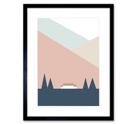 Wall Art Print Pastel Geometric Shapes Scotland Scottish Highland Croft Home Framed Art Artery8 Black W7 inch x H9 inch