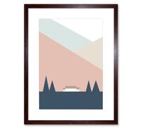 Wall Art Print Pastel Geometric Shapes Scotland Scottish Highland Croft Home Framed Art Artery8 Brown W7 inch x H9 inch