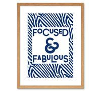 Wall Art Print Patterned Quote Focused And Fabulous Art Black Framed 9x7 inch Artery8 Beige W7 inch x H9 inch