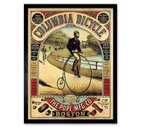 Wall Art Print Penny Farthing Bicycle Boston Usa Cycling Vintage Advert Art Framed Artery8 Black W12 inch x H16 inch