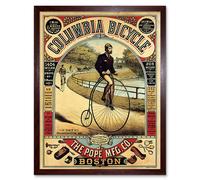 Wall Art Print Penny Farthing Bicycle Boston Usa Cycling Vintage Advert Art Framed Artery8 Brown W12 inch x H16 inch