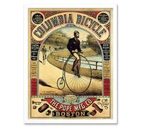 Wall Art Print Penny Farthing Bicycle Boston Usa Cycling Vintage Advert Art Framed Artery8 White W12 inch x H16 inch