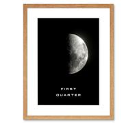 Wall Art Print Phases of the Moon Astronomy First Quarter Lunar Space Poster Artwork Framed 9X7 Inch Artery8 Beige W7 inch x H9 inch