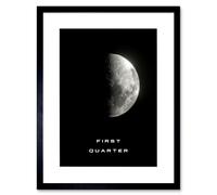 Wall Art Print Phases of the Moon Astronomy First Quarter Lunar Space Poster Artwork Framed 9X7 Inch Artery8 Black W7 inch x H9 inch
