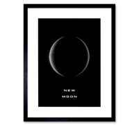 Wall Art Print Phases of the Moon Astronomy New Moon Lunar Space Poster Artwork Framed 9X7 Inch Artery8 Black W7 inch x H9 inch