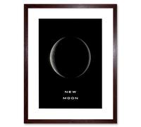 Wall Art Print Phases of the Moon Astronomy New Moon Lunar Space Poster Artwork Framed 9X7 Inch Artery8 Brown W7 inch x H9 inch