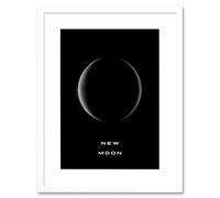 Wall Art Print Phases of the Moon Astronomy New Moon Lunar Space Poster Artwork Framed 9X7 Inch Artery8 White W7 inch x H9 inch