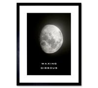 Wall Art Print Phases of the Moon Astronomy Waxing Gibbous Lunar Space Poster Artwork Framed 9X7 Inch Artery8 Black W7 inch x H9 inch