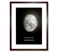 Wall Art Print Phases of the Moon Astronomy Waxing Gibbous Lunar Space Poster Artwork Framed 9X7 Inch Artery8 Brown W7 inch x H9 inch