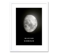 Wall Art Print Phases of the Moon Astronomy Waxing Gibbous Lunar Space Poster Artwork Framed 9X7 Inch Artery8 White W7 inch x H9 inch