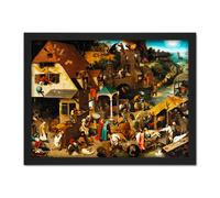Wall Art Print Pieter Bruegel The Elder The Dutch Proverbs Large Framed Wall Décor Art Artery8 Black W18 inch x H24 inch