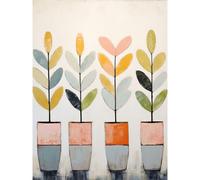 Artery8 Plant Pots Simple Pastel Colour Oil Painting Bright Pink Green Blue Boho Artwork Extra Large XL Wall Art Poster Print