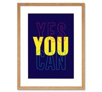 Wall Art Print Positivity Yes You Can Typography Framed Artery8 Beige W7 inch x H9 inch
