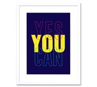 Wall Art Print Positivity Yes You Can Typography Framed Artery8 White W7 inch x H9 inch