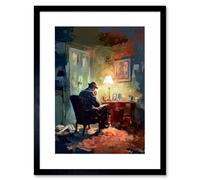 Wall Art Print Private Detective in his Office Film Noir Style Artwork Framed 9X7 Inch Artery8 Black W7 inch x H9 inch