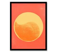 Wall Art Print Pumpkin Orange Mango Duotone Yin Yang Abstract Sun Minimalist Art Framed Artery8 Black W12 inch x H16 inch