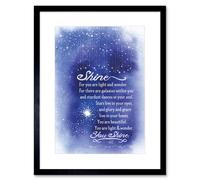 Wall Art Print Quote Shine Stars Artwork Framed 9X7 Inch Artery8 Black W7 inch x H9 inch