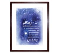 Wall Art Print Quote Shine Stars Artwork Framed 9X7 Inch Artery8 Brown W7 inch x H9 inch