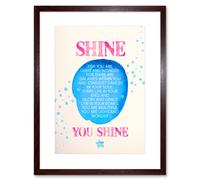 Wall Art Print Quote Shine Stars Watercolour Artwork Framed 9X7 Inch Artery8 Brown W7 inch x H9 inch