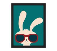 Wall Art Print Rabbit Bunny Sunglasses Cartoon Large Framed Wall Décor Art Artery8 White W18 inch x H24 inch