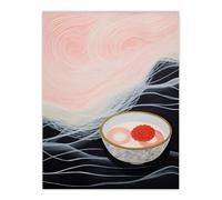 Wee Blue Coo Ramen Reflections Noodles at Sea Pink Midnight Blue Kitchen Oil Painting Extra Large XL Wall Art Poster Print