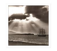Wall Art Print Rattar Wind Bound Lerwick Clipper Ship Maella Photo Square Framed Picture 16X16 Inch Artery8 White W16 inch x H16 inch