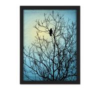 Wall Art Print Raven Tree Silhouette Large Framed Wall Décor Art Artery8 Black W18 inch x H24 inch