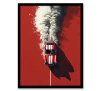 Wall Art Print Red Luxury Car Fumes Speed Petrolhead Bold Man Cave Dad Art Framed Poster Artery8 Black W12 inch x H16 inch