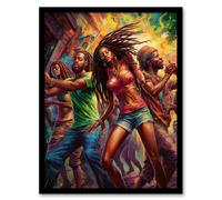 Artery8 Reggaeton Urban Latin Street Dance Reggae Music Latin American Dance Hall Painting Rhythm Body Energy Theatre Arts Artwork Artwork Framed Wall Art Print A4